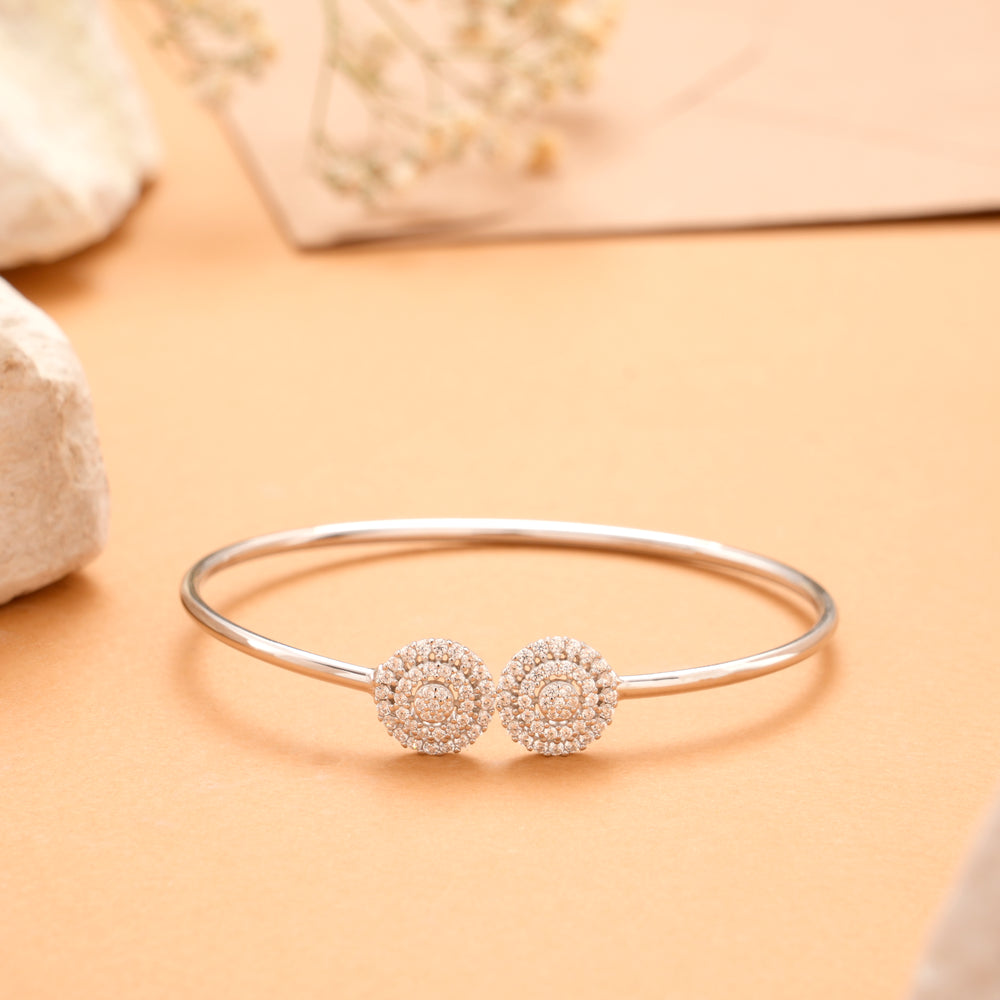 Shining Dual Silver White Stone Bracelet