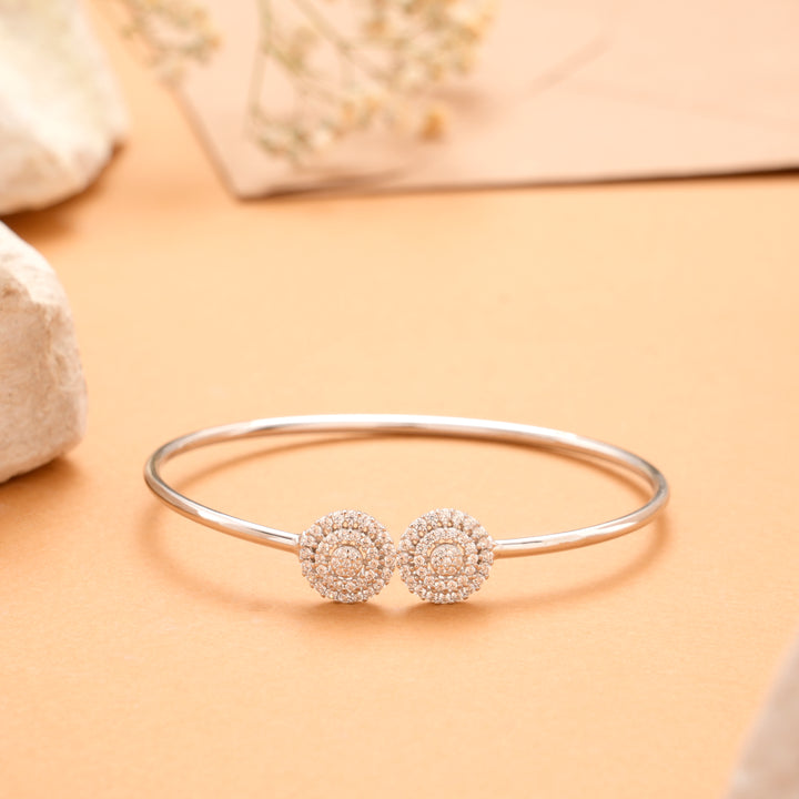 Shining Dual Silver White Stone Bracelet