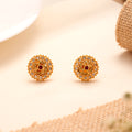 Ethnic Floral Golden Circular Stud
