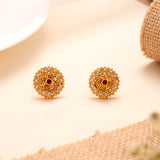 Ethnic Floral Golden Circular Stud