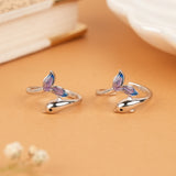 Dainty Dual Tone Dolphin Silver Toe Ring