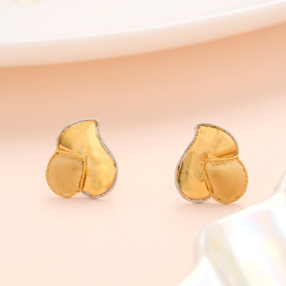 Dual Layer Petal Gold Stud Earrings