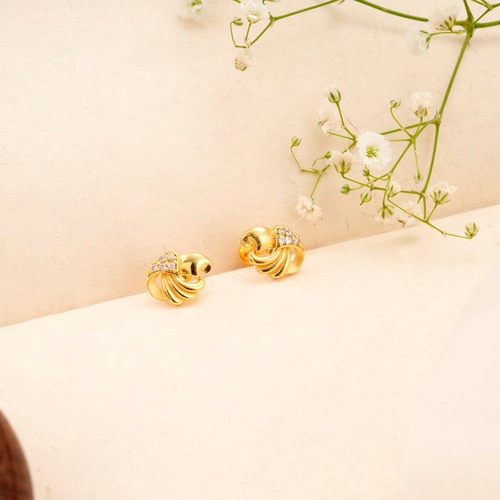 Trendy White Stone Golden Stud