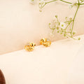 Trendy White Stone Golden Stud