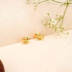 Trendy White Stone Golden Stud
