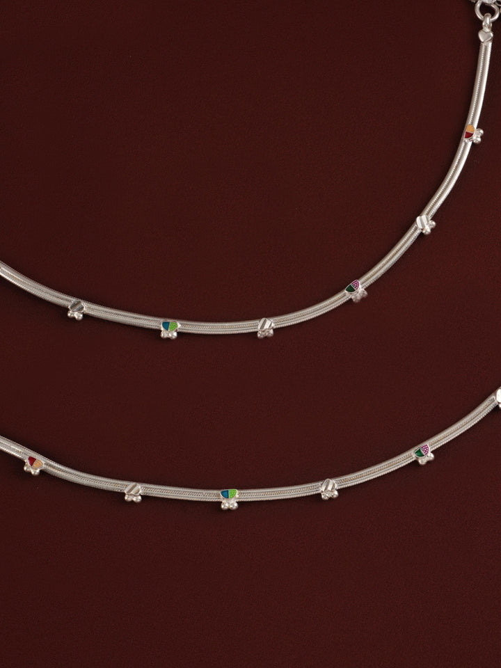 Thin and Simple Plain Silver Anklet