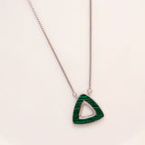 Green Triangle Shape Silver Chain