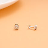 Premium Curve White Stone with Silver Stud