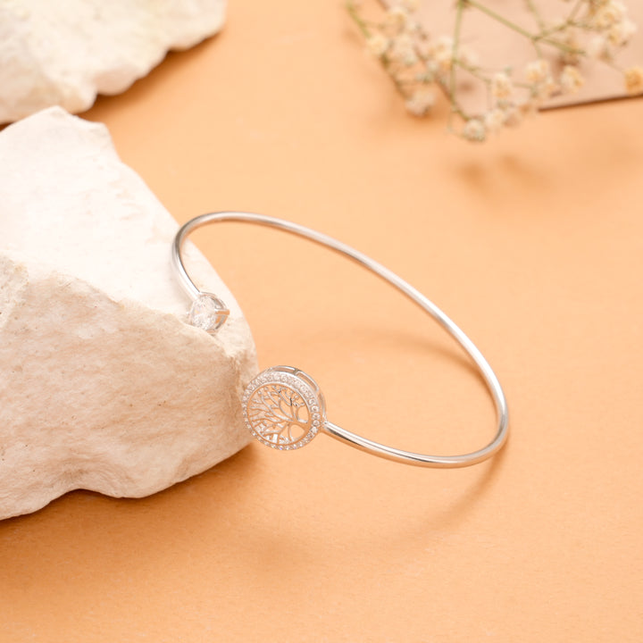 Stylish Silver Open Tree Bracelet