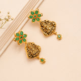 Emerald Floral Goddess Silver Necklace Set
