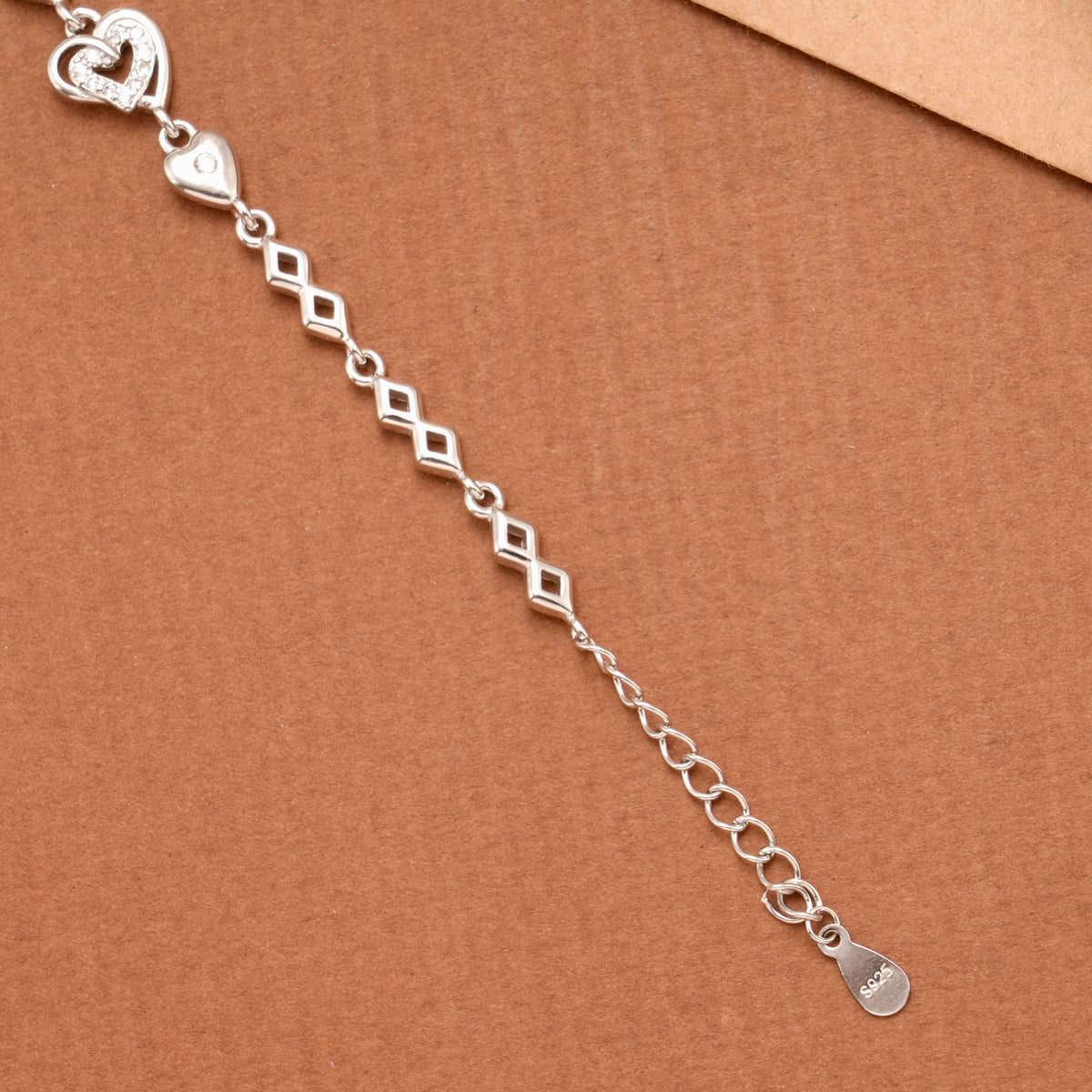 Leaf Heart Stone Silver Women’s Bracelet