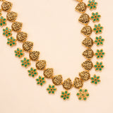 Emerald Floral Goddess Silver Necklace Set