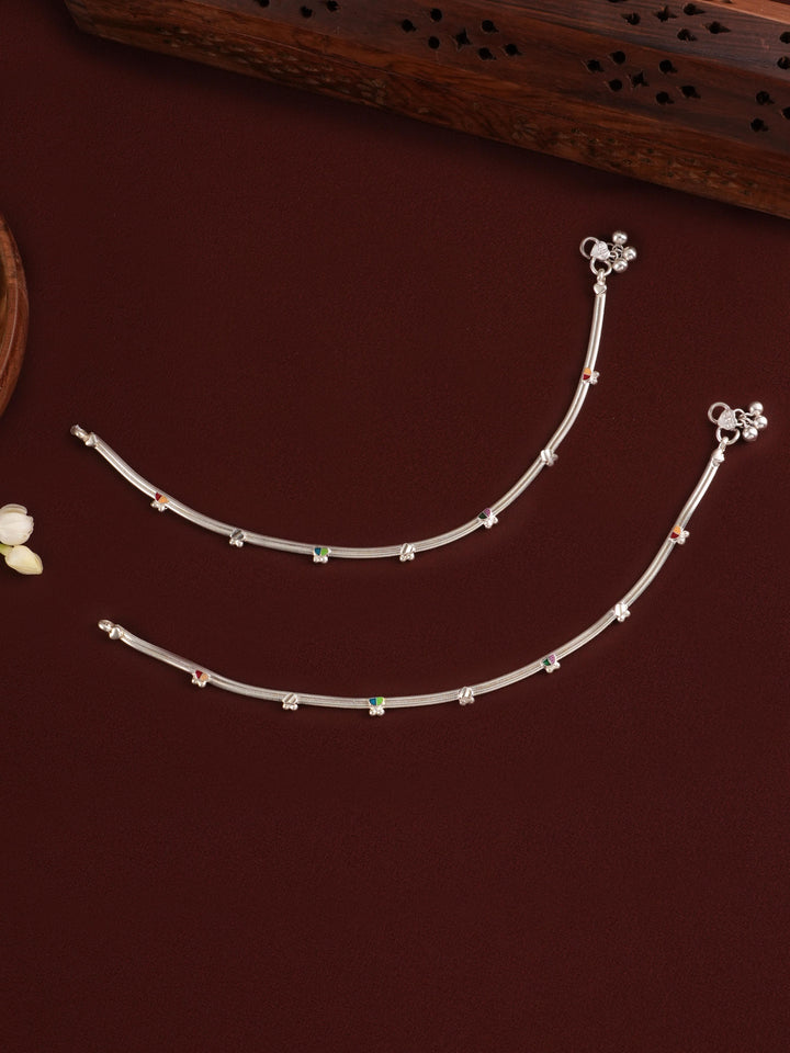Thin and Simple Plain Silver Anklet