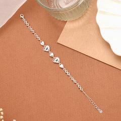 Leaf Heart Stone Silver Women’s Bracelet