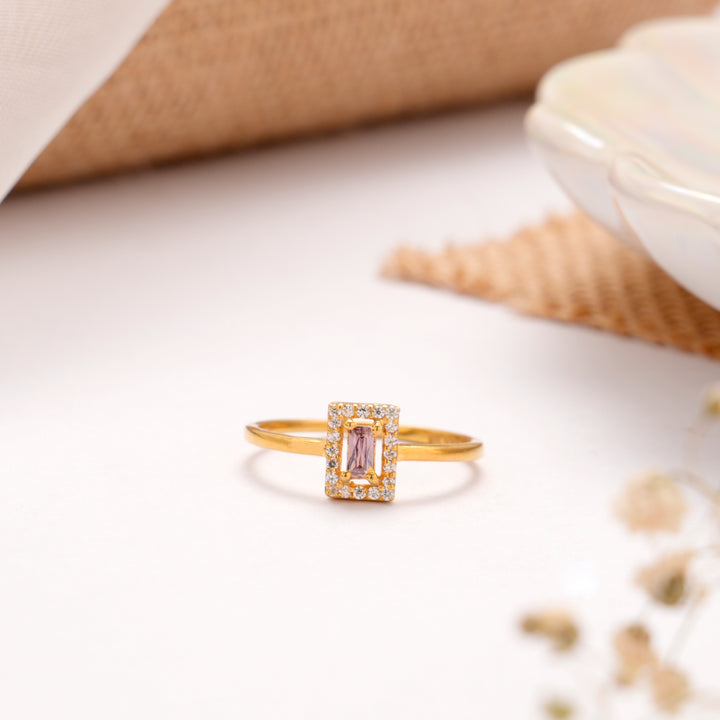 Blush Pink Stone Golden Ring