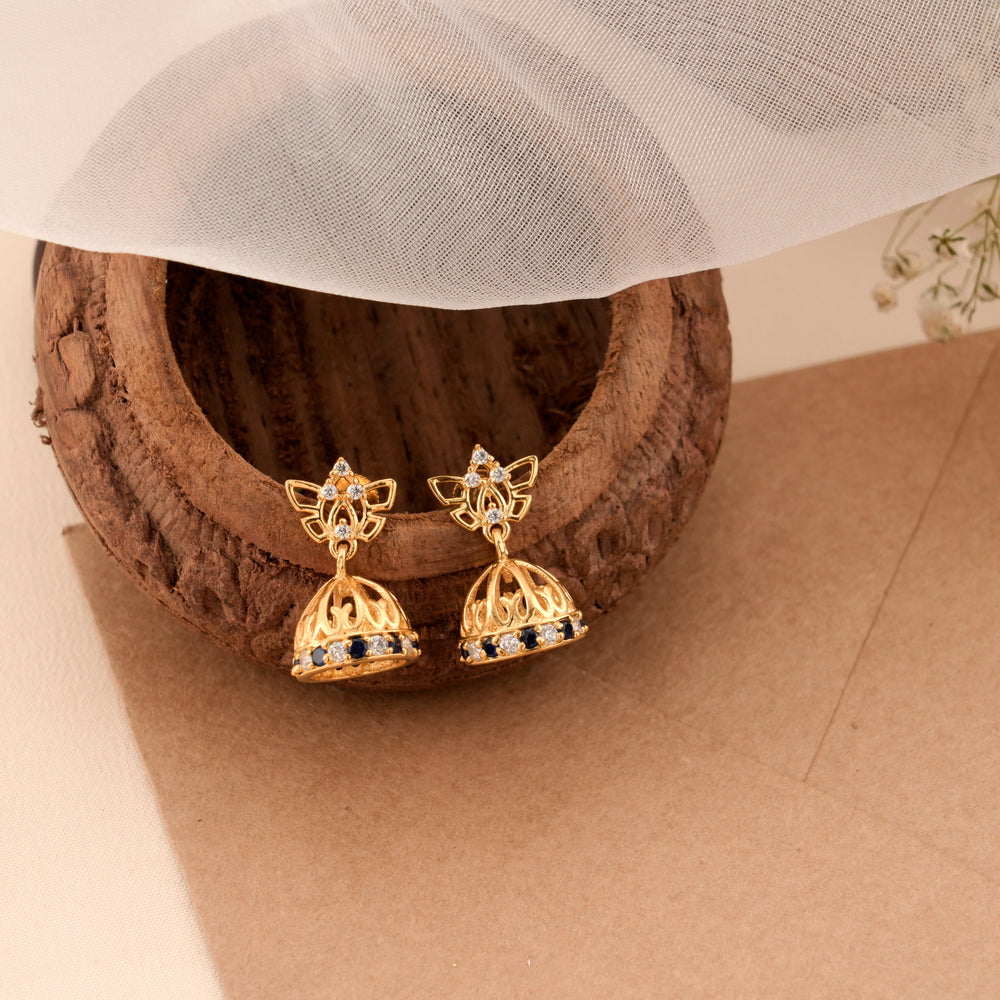 Floral Royal Touch Golden Jhumkas