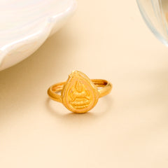 Goddess Lakshmi Teardrop Gold Ring