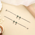 Traditional Floral Charm Silver Antique Anklet