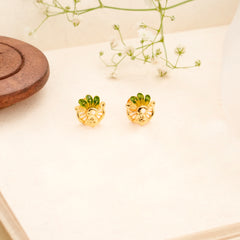 Green Enamel Design Golden Stud