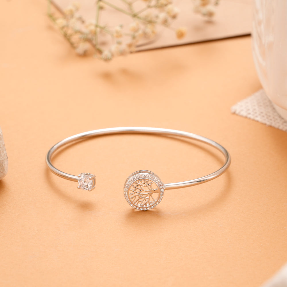 Stylish Silver Open Tree Bracelet
