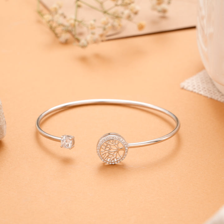 Stylish Silver Open Tree Bracelet