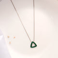 Green Triangle Shape Silver Chain