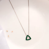 Green Triangle Shape Silver Chain