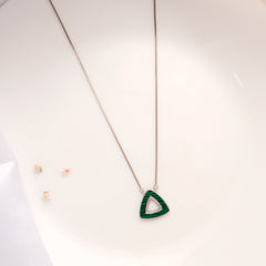 Green Triangle Shape Silver Chain