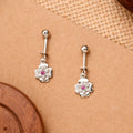 Flower Pattern with Pink Stone Silver Koppu