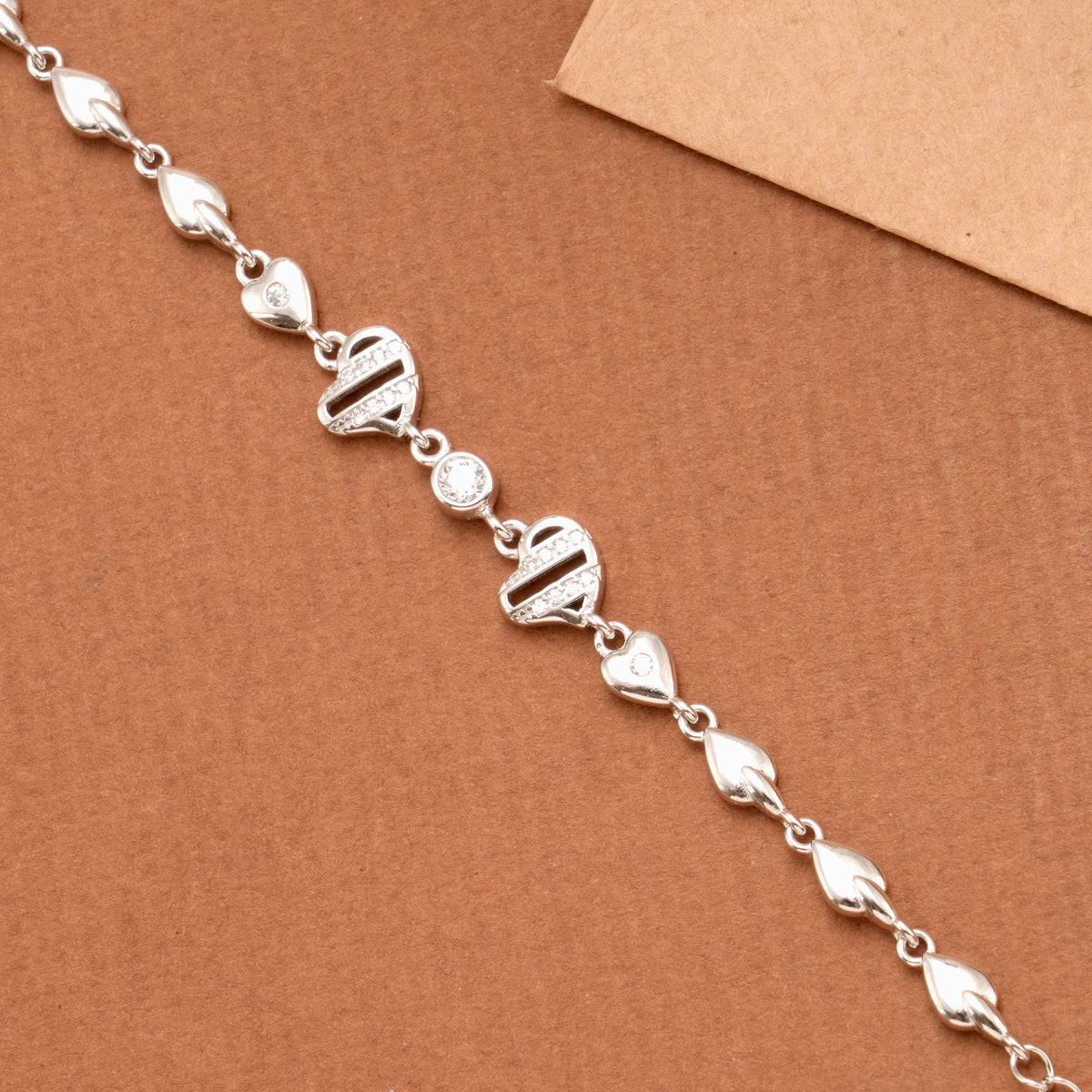 Heart-Shaped Charms Silver Women’s Bracelet