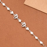 Heart-Shaped Charms Silver Women’s Bracelet