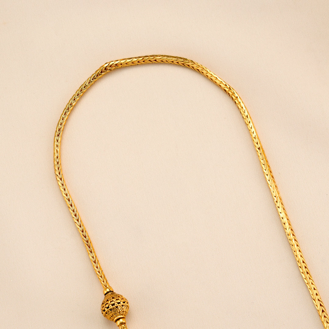 Golden Bead Radha Krishna Mugappu Chain