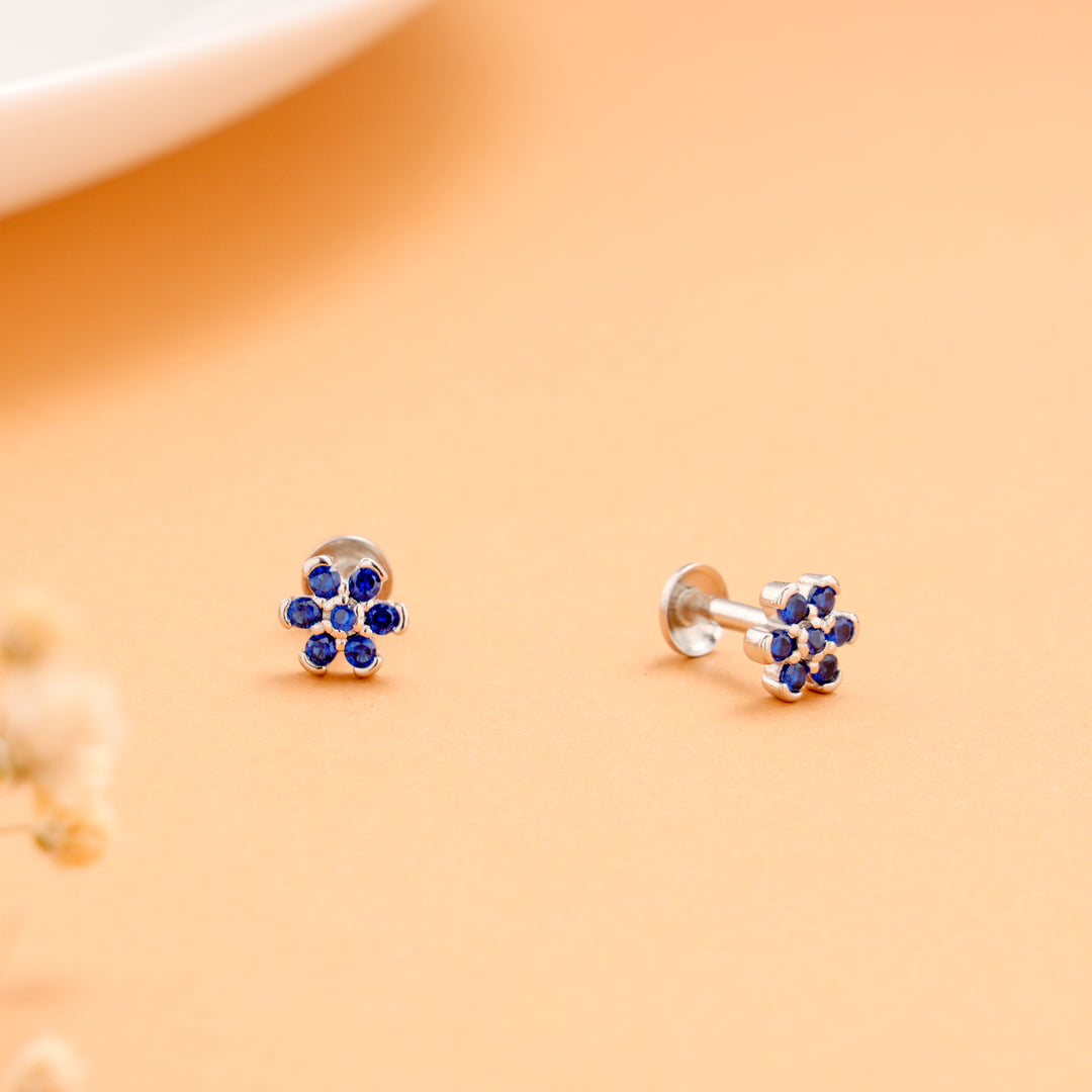 Vibrant Blue Colour Stone with Silver Stud
