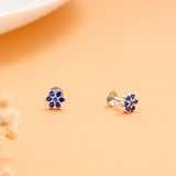 Vibrant Blue Colour Stone with Silver Stud