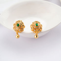 Flower Pattern Golden Ball Earring