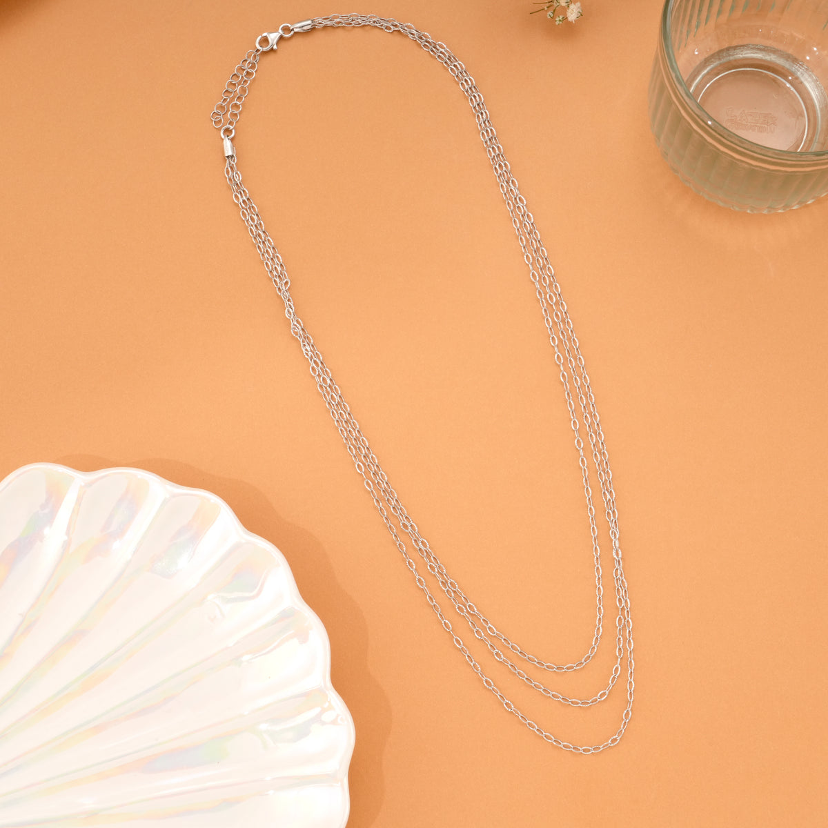 Triple Layer Spiral Link Silver Chain