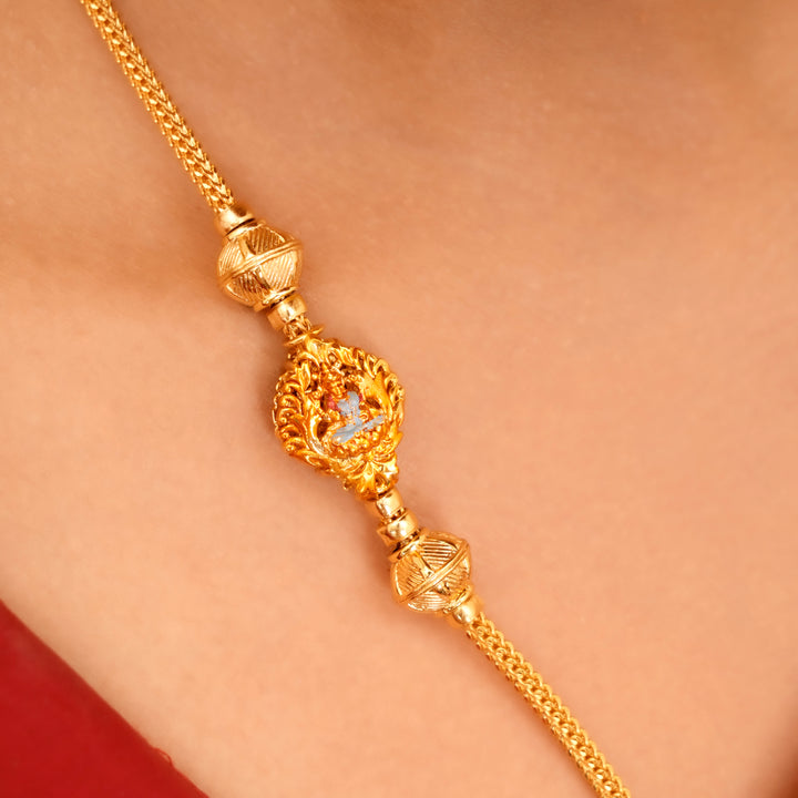 Divine Golden Finish Lakshmi Mugappu Chain