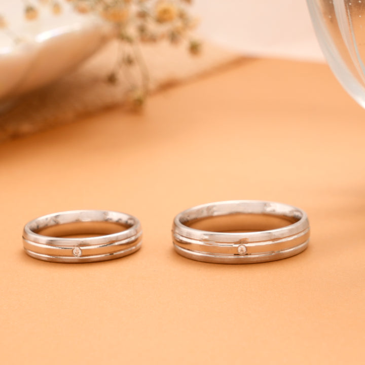 Slim & Sleek Single Stone Silver Couple Rings