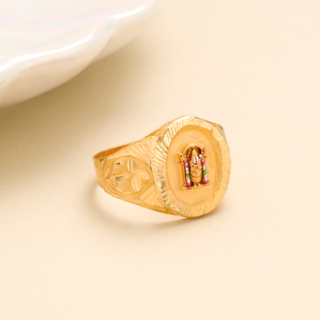 Divine Tirupati Balaji Idol Gold Ring
