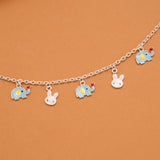 Minimal Elephant and Bunny Silver Kids Bracelet