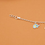 Minimal Elephant and Bunny Silver Kids Bracelet