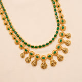 Emerald Layer Lakshmi Drop Necklace Set