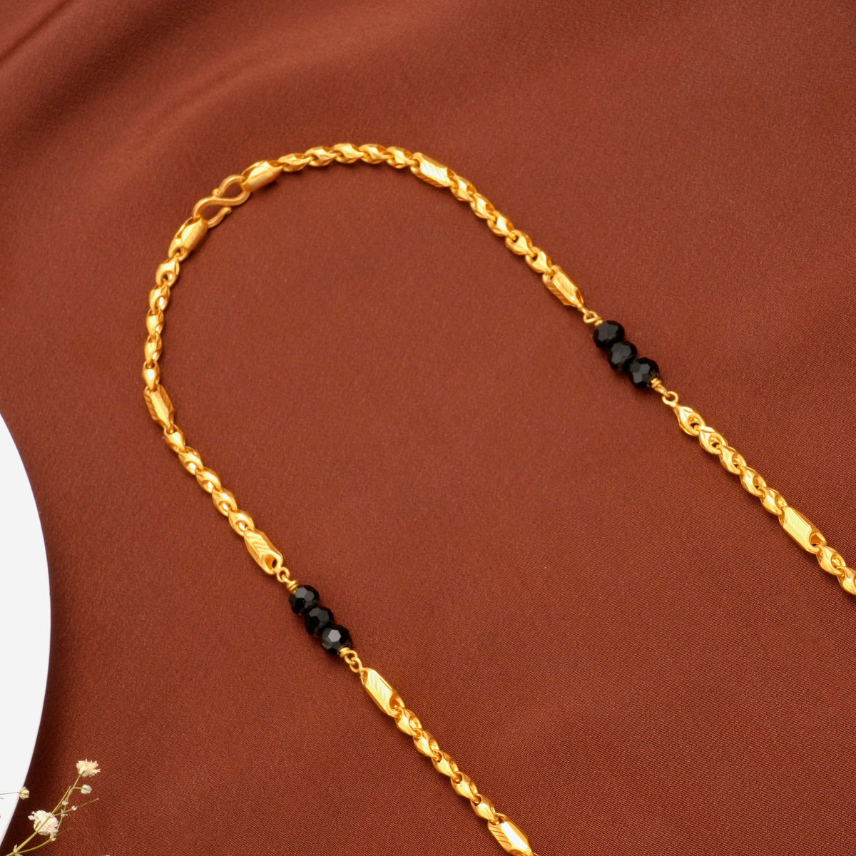 Minimal Mangal Sutra Black Beads Gold Chain