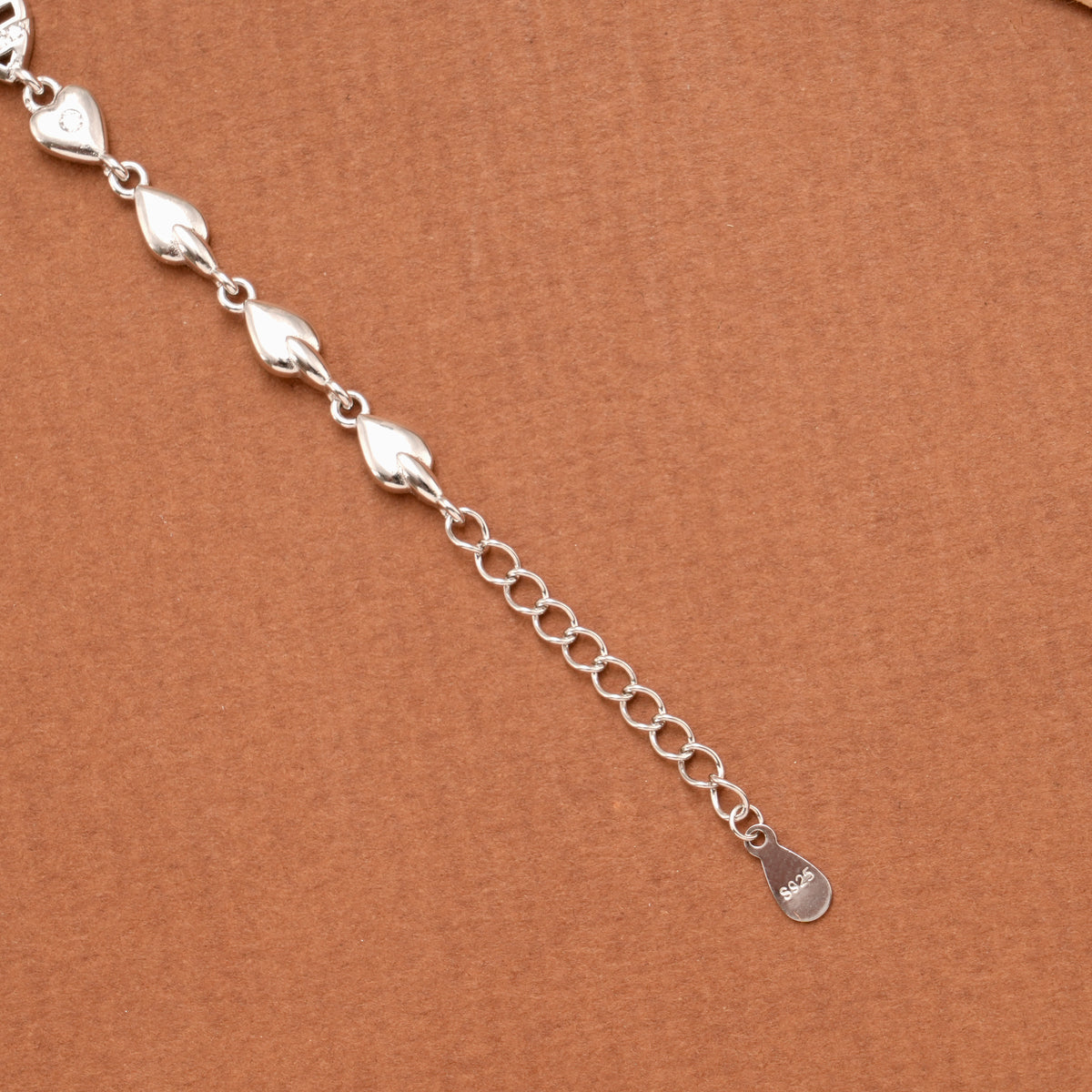 Heart-Shaped Charms Silver Women’s Bracelet