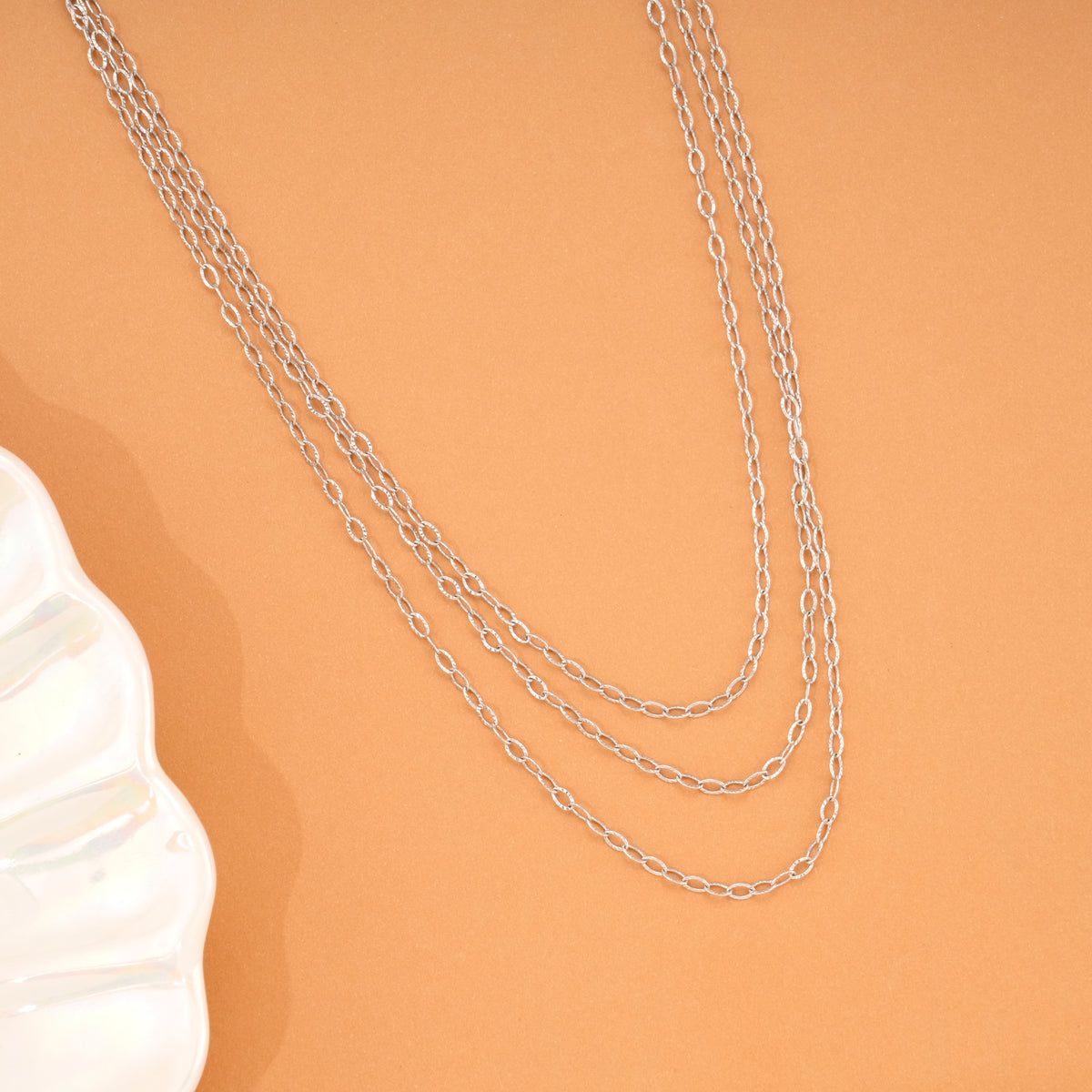 Triple Layer Spiral Link Silver Chain