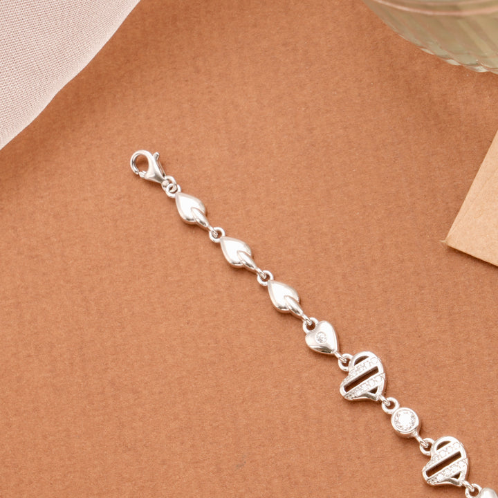 Heart-Shaped Charms Silver Women’s Bracelet