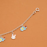 Minimal Elephant and Bunny Silver Kids Bracelet