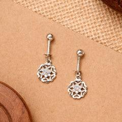 Floral Silver White Stone Koppu Earring
