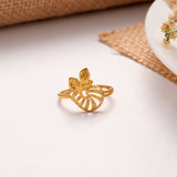 Sun Beam Floral Leaves Golden Ring