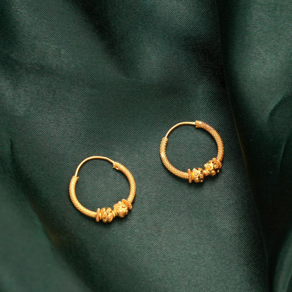 Traditional Gold Beaded Hoop Earrings